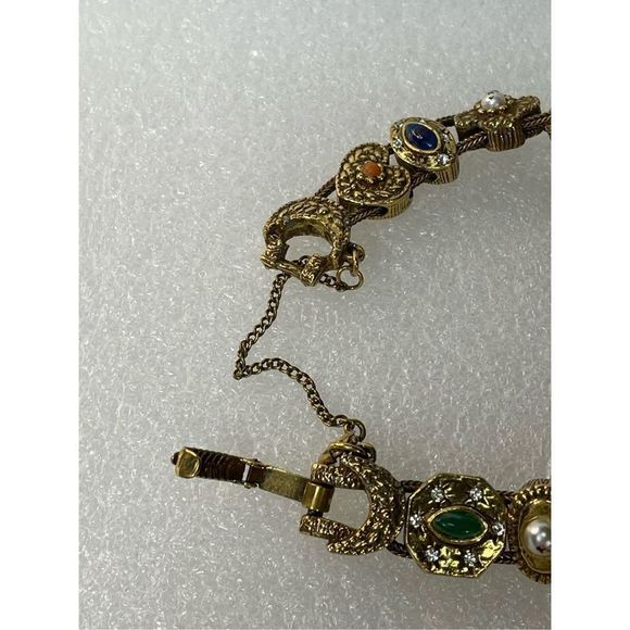 Vintage Gold Tone Slide Charm Bracelet 7.25” Long - Picture 6 of 8